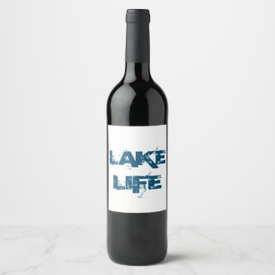 Étiquette Pour Bouteilles De Vin "Lake Life" en bleu dévêtu