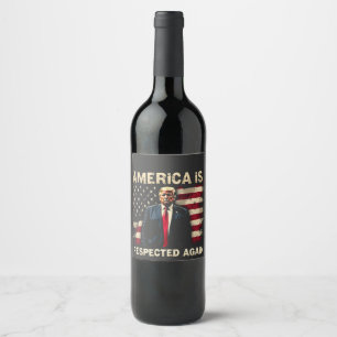 Étiquette Pour Bouteilles De Vin L'Amérique est de nouveau respectée Trump USA 4 ju