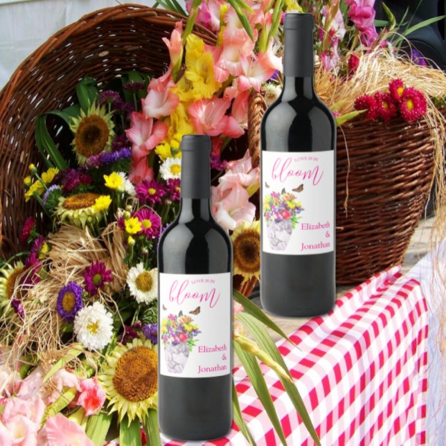 Étiquette Pour Bouteilles De Vin L'amour dans la floraison Mariage (Créateur téléchargé)