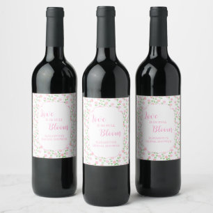 Étiquette Pour Bouteilles De Vin L'amour est en fleurs Fête de mariage rose floral