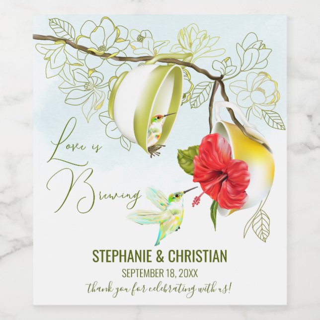 Étiquette Pour Bouteilles De Vin L'amour est en train de se préparer Colibri (Étiquettes simples)