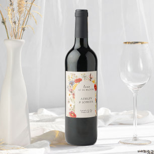 Étiquette Pour Bouteilles De Vin L'amour Fleur sauvage rustique est en Mariage de f