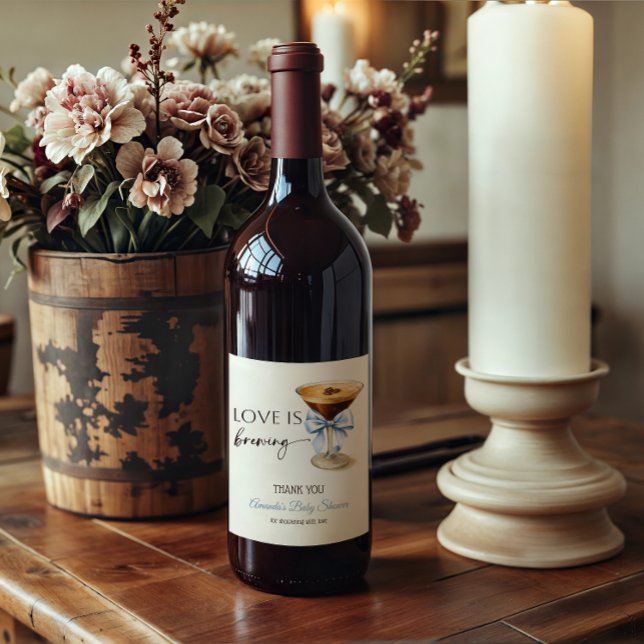 Étiquette Pour Bouteilles De Vin L'amour se prépare Blue Coquette Arc Bridal Shower (Créateur téléchargé)