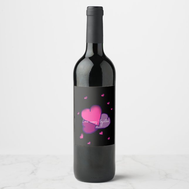 Étiquette Pour Bouteilles De Vin l'amour se rassemble (Devant)