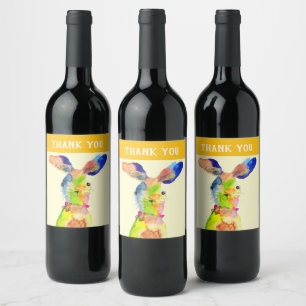 Étiquette Pour Bouteilles De Vin Lapin de Pâques mignon 