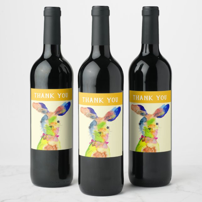 Étiquette Pour Bouteilles De Vin Lapin de Pâques mignon  (Bouteilles)