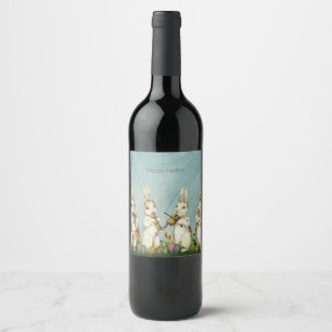 Étiquette Pour Bouteilles De Vin Lapin de Pâques vintage