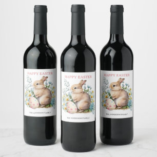Étiquette Pour Bouteilles De Vin Lapin & Oeuf Floral