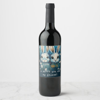 Étiquette Pour Bouteilles De Vin lapins TWIN Cute
