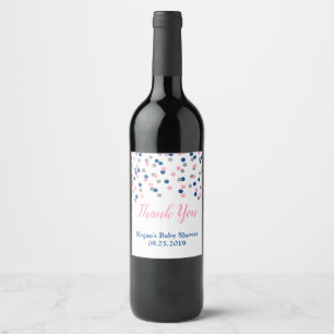 Étiquette Pour Bouteilles De Vin L'argent bleu rose pointille l'étiquette de