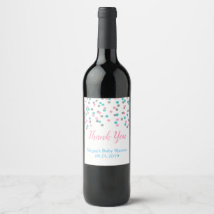 Étiquette Pour Bouteilles De Vin L'argent bleu rose pointille l'étiquette de