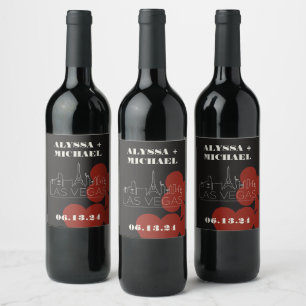 Étiquette Pour Bouteilles De Vin Las Vegas Casino Skyline Mariage de carte de lectu