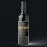 Étiquette Pour Bouteilles De Vin Las Vegas Glam Mariage Personnalisé Or & Noir<br><div class="desc">Las Vegas Glam Mariage Personnalisé Gold & Black Wine Étiquette. Customisez avec vos noms et votre date.</div>