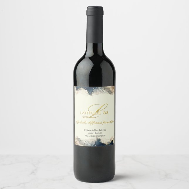 Étiquette Pour Bouteilles De Vin Latitude 33 Immobilier (Devant)