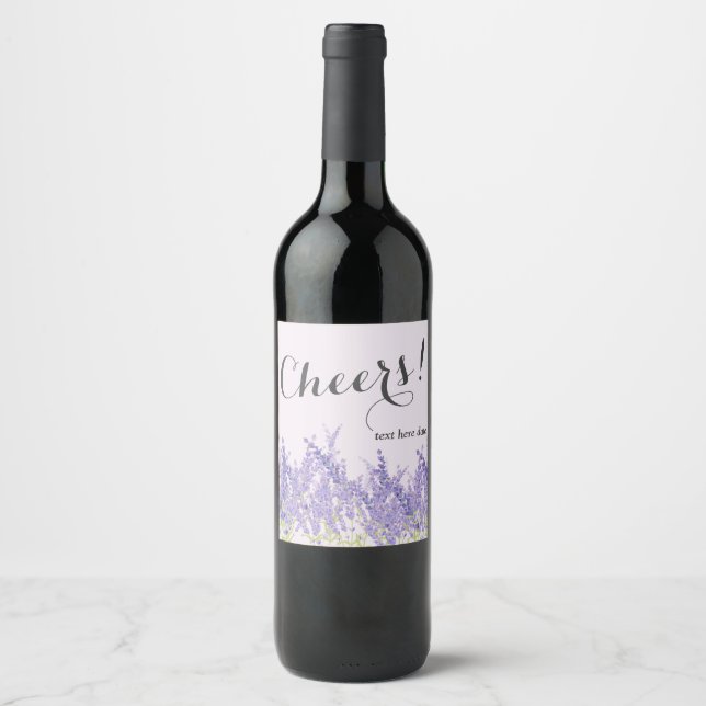 Étiquette Pour Bouteilles De Vin lavande, élégant, moderne, tendance, floral, viole (Devant)