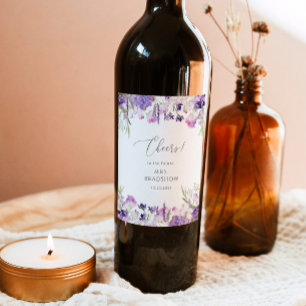 Étiquette Pour Bouteilles De Vin Lavande violet fleur sauvage douche nuptiale