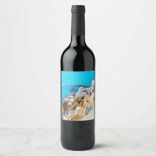 Étiquette Pour Bouteilles De Vin ldp SANTORINI - panorama -