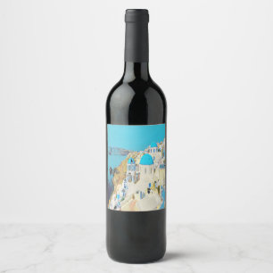 Étiquette Pour Bouteilles De Vin ldp SANTORINI - vue -