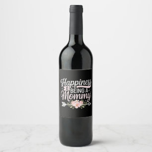 Étiquette Pour Bouteilles De Vin Le bonheur est être une fête des mères florales