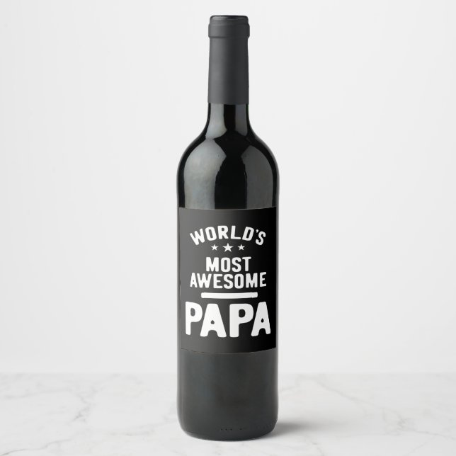 Étiquette Pour Bouteilles De Vin Le cadeau Papa Père le plus génial du monde (Devant)
