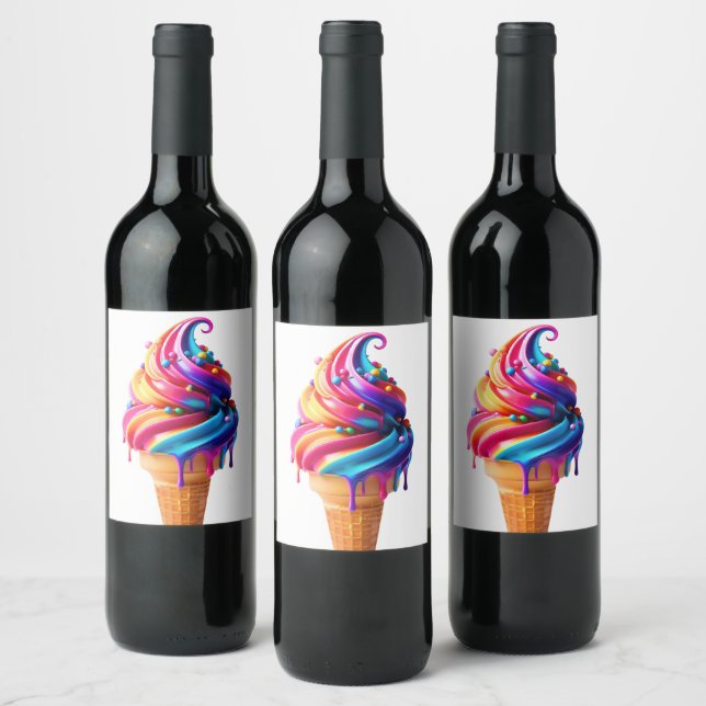 Étiquette Pour Bouteilles De Vin Le cône de glace classique vibrant de SlipperyJoe' (Bouteilles)
