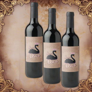 Étiquette Pour Bouteilles De Vin Le cygne noir, reine de l'eau.