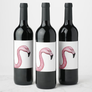 Étiquette Pour Bouteilles De Vin Le Flamant rose