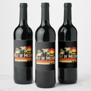 Étiquette Pour Bouteilles De Vin Le golfe du Mexique reste salé vintage