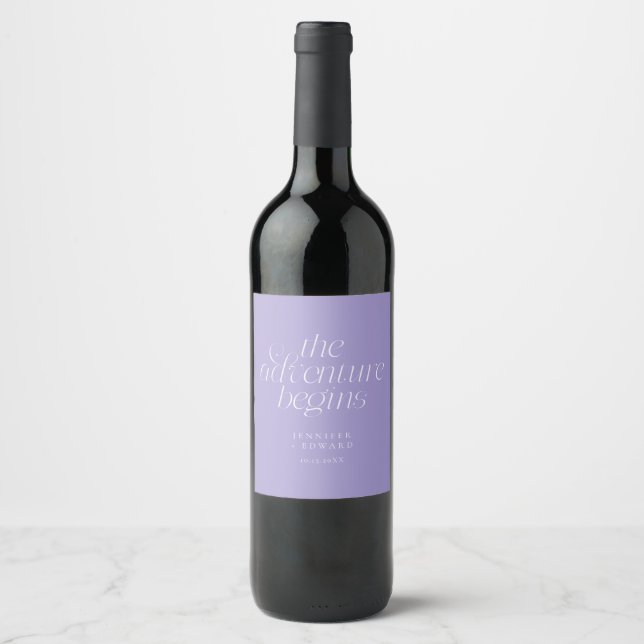 Étiquette Pour Bouteilles De Vin Le Mariage Commence Violet Aventure (Devant)