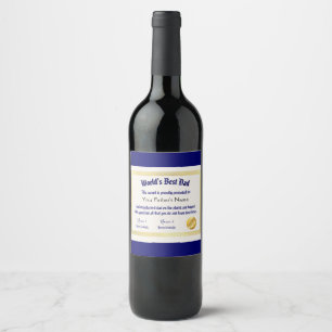 Étiquette Pour Bouteilles De Vin Le meilleur certificat papa du monde Funny moderne
