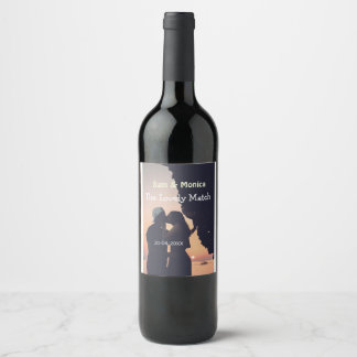 Étiquette Pour Bouteilles De Vin le nom de date de mariage du couple de match charm