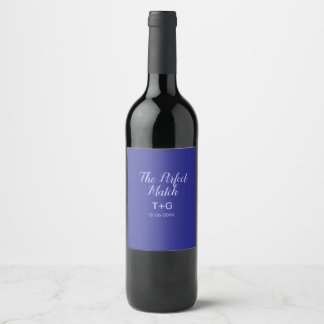 Étiquette Pour Bouteilles De Vin Le parfait accord bleu royal luxe ajout couple nom