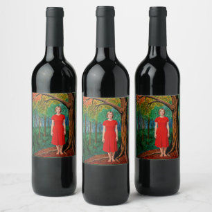 Étiquette Pour Bouteilles De Vin “Le portrait de Holly” - Une robe lumineuse pour l