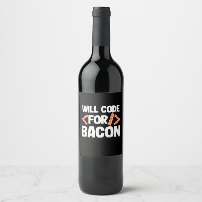 Étiquette Pour Bouteilles De Vin Le Programmeur Va Code Pour Bacon (Devant)