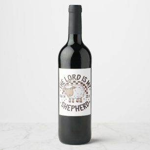 Étiquette Pour Bouteilles De Vin Le Seigneur est mon berger Jésus Action de grâce
