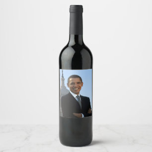 Étiquette Pour Bouteilles De Vin Le sénateur Portrait, le président américain Barac