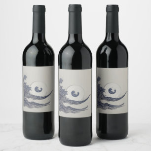 Étiquette Pour Bouteilles De Vin Le septième Étiquette de vin de la vague