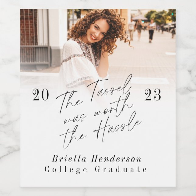 Étiquette Pour Bouteilles De Vin Le Tassel valait la peine d'être diplômé Hassle (Étiquettes simples)