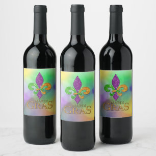 Étiquette Pour Bouteilles De Vin Le vert violet doré festif de SlipperyJoe sur le t