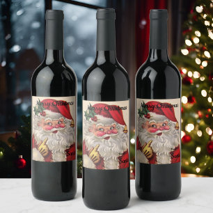 Étiquette Pour Bouteilles De Vin Le vin du cadeau 6 de Noël marque VOTRE NOM -