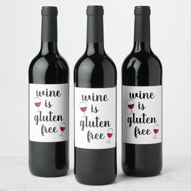 Étiquette Pour Bouteilles De Vin Le vin est sans gluten (Bouteilles)