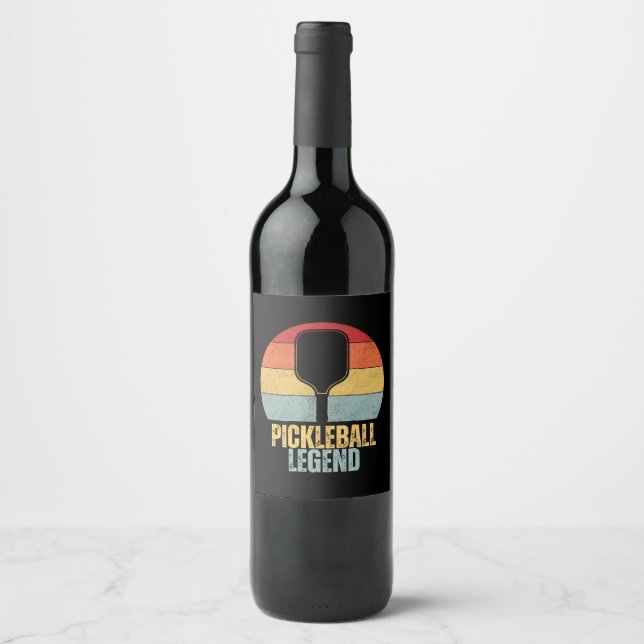 Étiquette Pour Bouteilles De Vin Légende drôle de Pickleball (Devant)