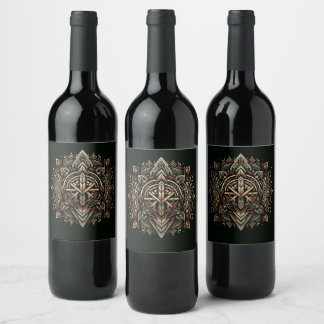 Étiquette Pour Bouteilles De Vin Légendes nordiques enchantées : bouclier viking