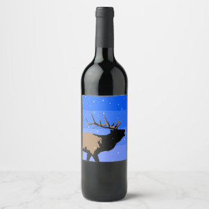 Étiquette Pour Bouteilles De Vin L'Elc chancelant en hiver - Art original de la fau