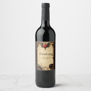 Étiquette Pour Bouteilles De Vin L'élégance et la mystique du coeur gothique.