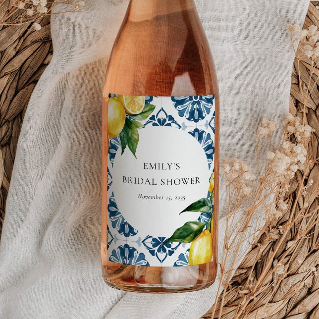 Étiquette Pour Bouteilles De Vin Lemon Citrus Positano Mariage Italien de Demoisell (Créateur téléchargé)