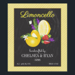 Étiquette Pour Bouteilles De Vin Lemoncello Chalkboard Look Mariage<br><div class="desc">Un bouquet de citron et fraise avec des sprigs de romarin et de lavande.</div>