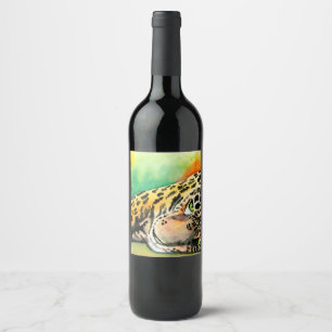 Étiquette Pour Bouteilles De Vin Léopard au repos