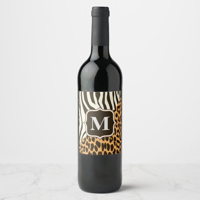 Étiquette Pour Bouteilles De Vin Leopard et Zebra (Devant)
