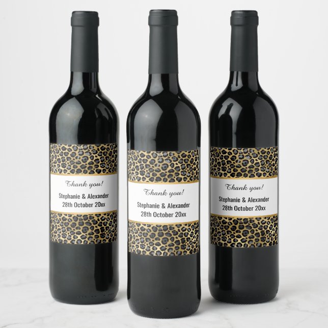 ÉTIQUETTE POUR BOUTEILLES DE VIN LEOPARD GOLD PERSONNALISÉ (Bouteilles)